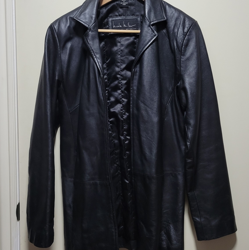 Nicole Miller Genuine Black Leather Jacket Size S